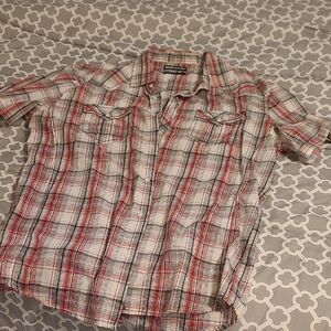 Ecko Unlimited Red and White Casual Button Down Shirt